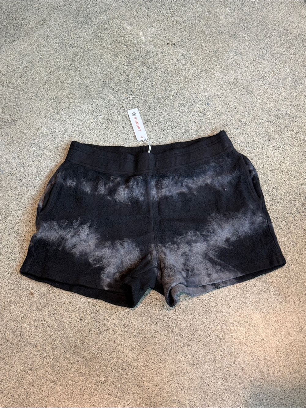 Sundry Black and Gray Tie-Dye Athletic Shorts